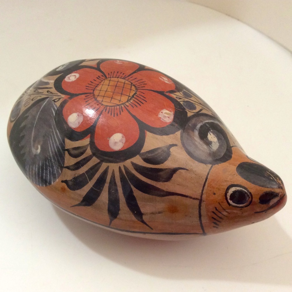 Vintage clay pottery Mexican Tonala turtle
